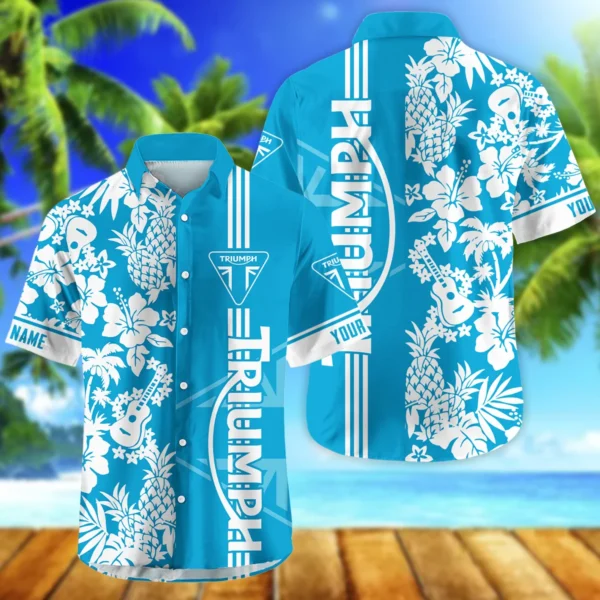 Triumph Motorcycles Exclusive Logo Hawaian Shirt QTVA160425HW02TRI - Aqua Blue