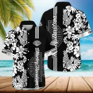 Harley-Davidson Exclusive Logo Hawaian Shirt QTVA160425HW02HD - Black