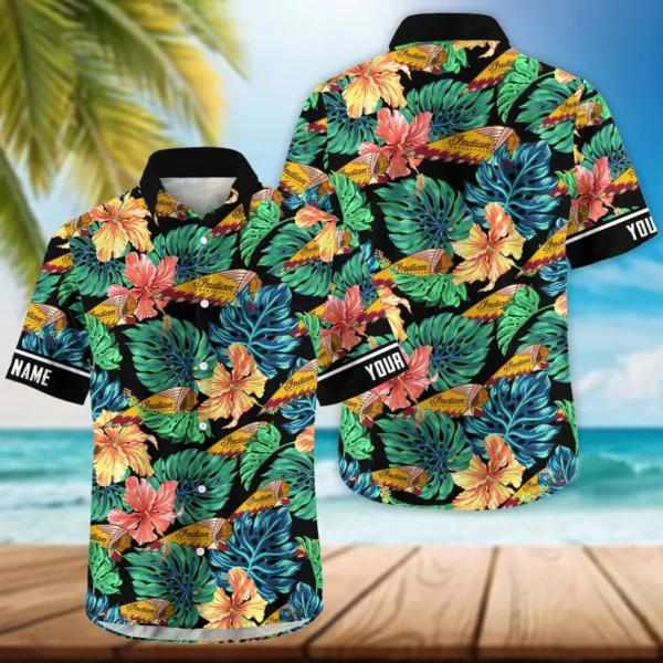 Indian Motorcycles Exclusive Logo Hawaian Shirt QTVA220425HW04IND - Black