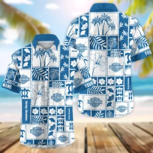 Harley-Davidson Exclusive Logo Hawaian Shirt QTVA150425HWHD - Dark Blue
