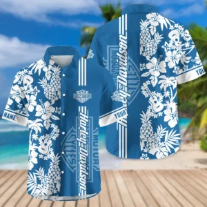 Harley-Davidson Exclusive Logo Hawaian Shirt QTVA160425HW02HD - Dark Blue