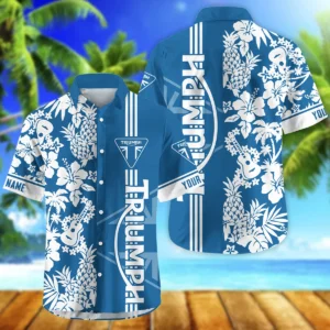 Triumph Motorcycles Exclusive Logo Hawaian Shirt QTVA160425HW02TRI - Dark Blue