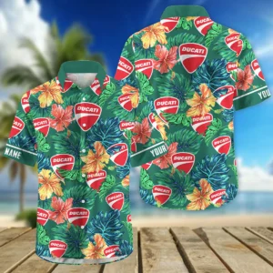 Triumph Motorcycles Exclusive Logo Hawaian Shirt QTVA220425HW04DUC - Deep Green