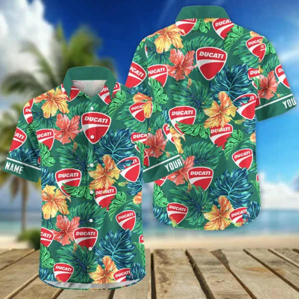 Triumph Motorcycles Exclusive Logo Hawaian Shirt QTVA220425HW04DUC - Deep Green