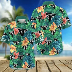 Triumph Motorcycles Exclusive Logo Hawaian Shirt QTVA220425HW04TRI - Deep Green
