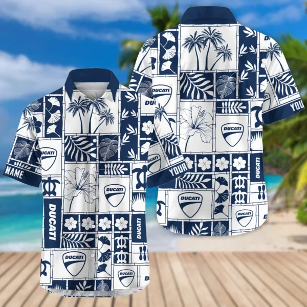 Ducati Exclusive Logo Hawaian Shirt QTVA150425HWDUC - Navy Blue