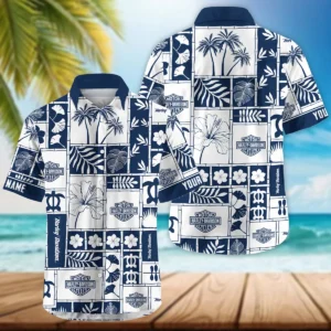 Harley-Davidson Exclusive Logo Hawaian Shirt QTVA150425HWHD - Navy Blue