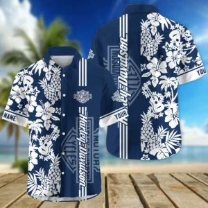 Harley-Davidson Exclusive Logo Hawaian Shirt QTVA160425HW02HD - Navy Blue