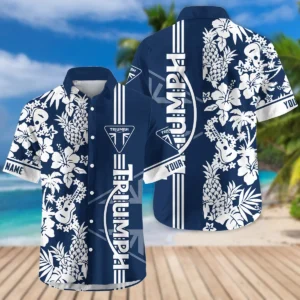 Triumph Motorcycles Exclusive Logo Hawaian Shirt QTVA160425HW02TRI - Navy Blue