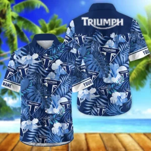 Triumph Motorcycles Exclusive Logo Hawaian Shirt QTVA210425HW03TRI - Navy Blue
