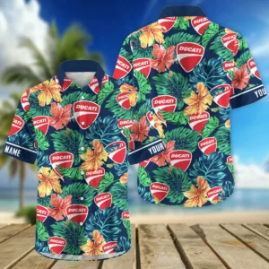 Triumph Motorcycles Exclusive Logo Hawaian Shirt QTVA220425HW04DUC - Navy Blue