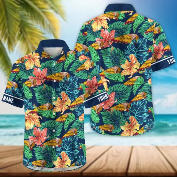 Indian Motorcycles Exclusive Logo Hawaian Shirt QTVA220425HW04IND - Navy Blue