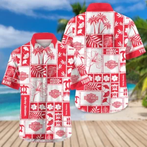 Harley-Davidson Exclusive Logo Hawaian Shirt QTVA150425HWHD - Red