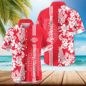 Harley-Davidson Exclusive Logo Hawaian Shirt QTVA160425HW02HD - Red