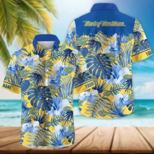 Harley-Davidson Exclusive Logo Hawaian Shirt QTVA210425HW03HD - Yeallow