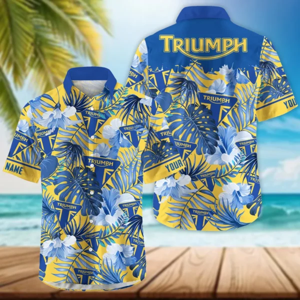 Triumph Motorcycles Exclusive Logo Hawaian Shirt QTVA210425HW03TRI - Yeallow