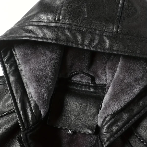 Ducati Exclusive Logo Hooded Leather Jacket QTMO230625A2DUC - Black - Image 4