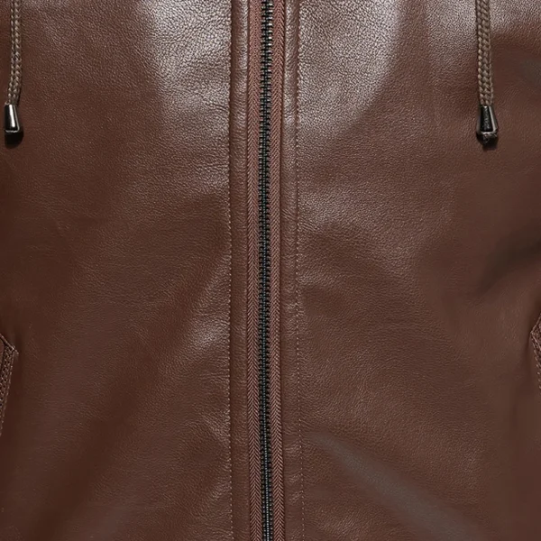 Ducati Exclusive Logo Hooded Leather Jacket QTMO230625A2DUC - Brown - Image 5