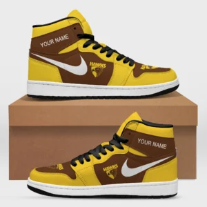 AFL Hawthorn Hawks Air Jordan 1 High Custom Gift For Fans – HOAFL240725AJ01HAW - Black