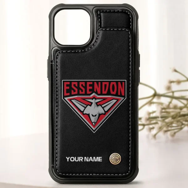 AFL Essendon Bombers Personalized Name - Leather Flip Wallet Phone Case HOAFL010725LPC01ESS - Black - Image 3
