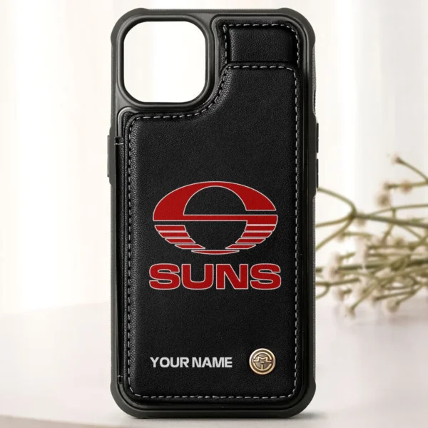 AFL Gold Coast SUNS Personalized Name - Leather Flip Wallet Phone Case HOAFL010725LPC01GCFC - Black - Image 3