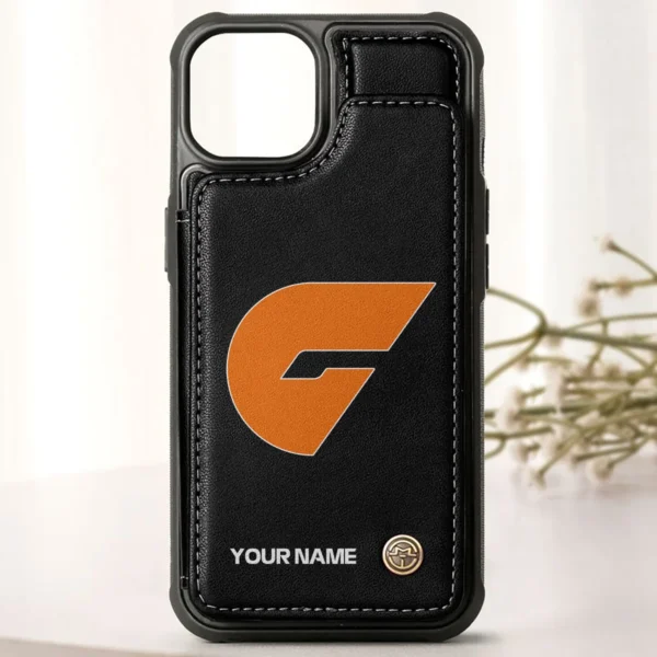 AFL GWS Giants Personalized Name - Leather Flip Wallet Phone Case HOAFL010725LPC01GWS - Black - Image 3