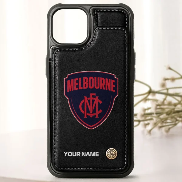 AFL Melbourne Demons Personalized Name - Leather Flip Wallet Phone Case HOAFL010725LPC01MELB - Black - Image 3