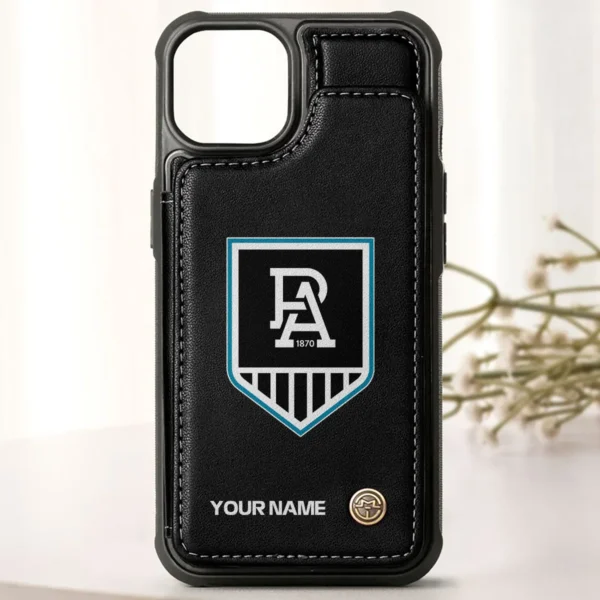 AFL Port Adelaide Power Personalized Name - Leather Flip Wallet Phone Case HOAFL010725LPC01PORT - Black - Image 3