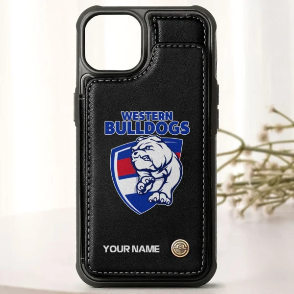 AFL Western Bulldogs Personalized Name - Leather Flip Wallet Phone Case HOAFL010725LPC01WB - Black - Image 3
