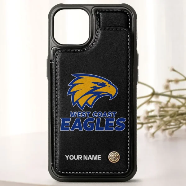 AFL West Coast Eagles Personalized Name - Leather Flip Wallet Phone Case HOAFL010725LPC01WCE - Black - Image 3