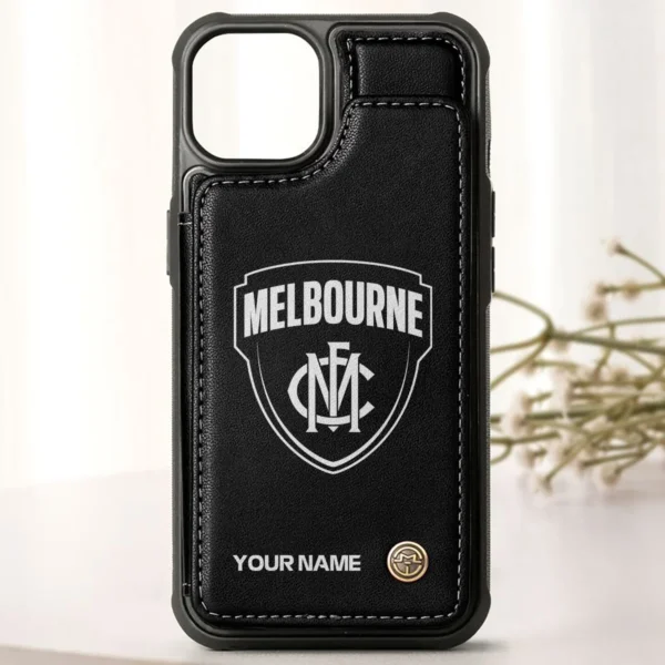 AFL Melbourne Demons Personalized Name - Leather Flip Wallet Phone Case HOAFL010725LPC02MELB - Black - Image 3