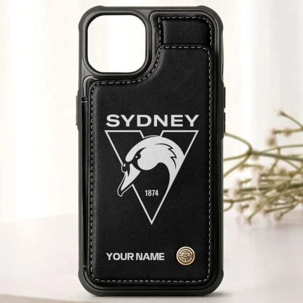 AFL Sydney Swans Personalized Name - Leather Flip Wallet Phone Case HOAFL010725LPC02SYD - Black - Image 3