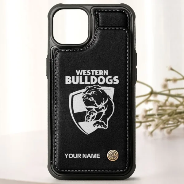 AFL Western Bulldogs Personalized Name - Leather Flip Wallet Phone Case HOAFL010725LPC02WB - Black - Image 3