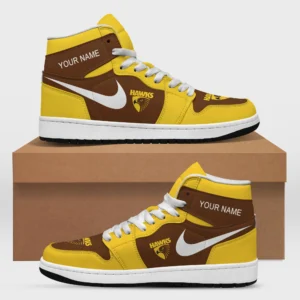 AFL Hawthorn Hawks Air Jordan 1 High Custom Gift For Fans – HOAFL240725AJ01HAW - White
