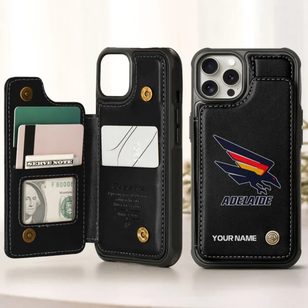 AFL Adelaide Crows Personalized Name - Leather Flip Wallet Phone Case HOAFL010725LPC01ADEL - Black