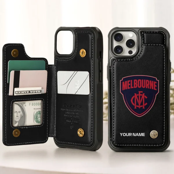 AFL Melbourne Demons Personalized Name - Leather Flip Wallet Phone Case HOAFL010725LPC01MELB - Black
