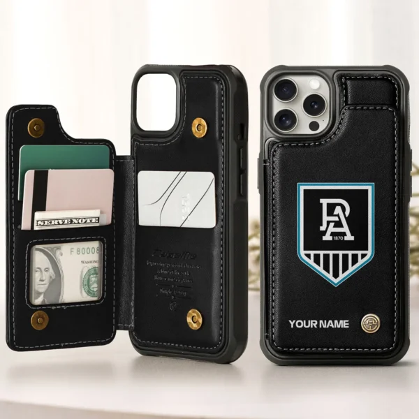 AFL Port Adelaide Power Personalized Name - Leather Flip Wallet Phone Case HOAFL010725LPC01PORT - Black