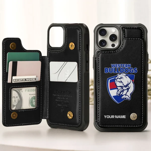 AFL Western Bulldogs Personalized Name - Leather Flip Wallet Phone Case HOAFL010725LPC01WB - Black