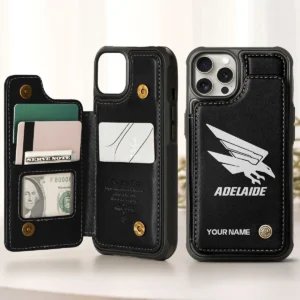 AFL Adelaide Crows Personalized Name - Leather Flip Wallet Phone Case HOAFL010725LPC02ADEL - Black