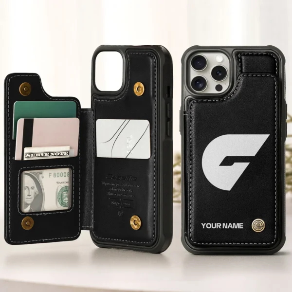 AFL GWS Giants Personalized Name - Leather Flip Wallet Phone Case HOAFL010725LPC02GWS - Black