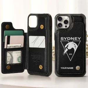 AFL Sydney Swans Personalized Name - Leather Flip Wallet Phone Case HOAFL010725LPC02SYD - Black