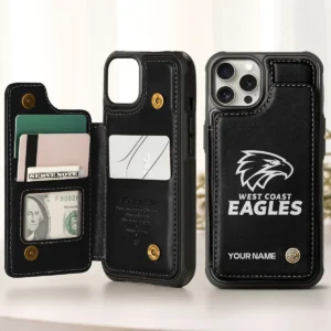 AFL West Coast Eagles Personalized Name - Leather Flip Wallet Phone Case HOAFL010725LPC02WCE - Black