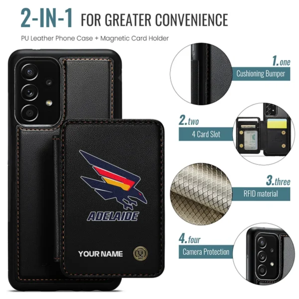 AFL Adelaide Crows Personalized Name - Leather Flip Wallet Phone Case HOAFL010725LPC01ADEL - Black - Image 2