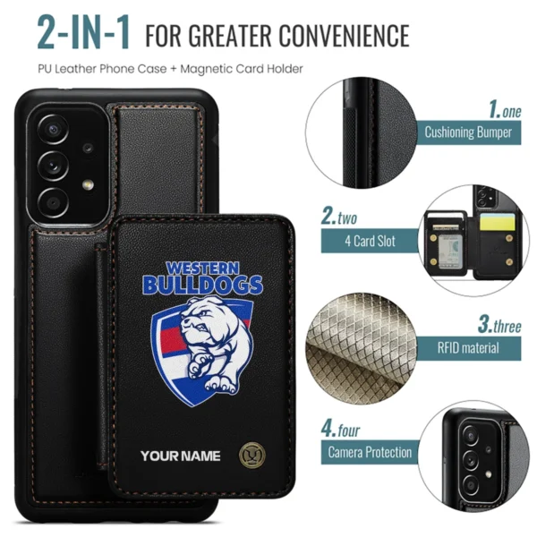 AFL Western Bulldogs Personalized Name - Leather Flip Wallet Phone Case HOAFL010725LPC01WB - Black - Image 2