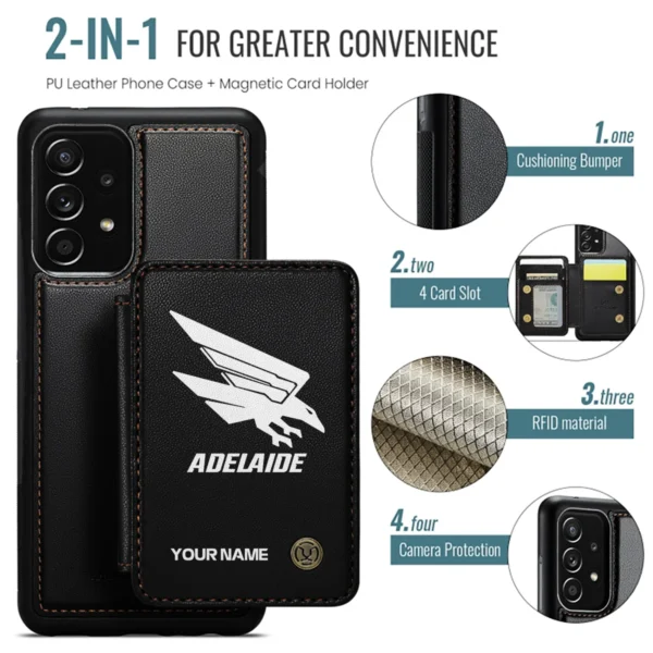 AFL Adelaide Crows Personalized Name - Leather Flip Wallet Phone Case HOAFL010725LPC02ADEL - Black - Image 2