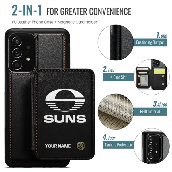 AFL Gold Coast SUNS Personalized Name - Leather Flip Wallet Phone Case HOAFL010725LPC02GCFC - Black - Image 2