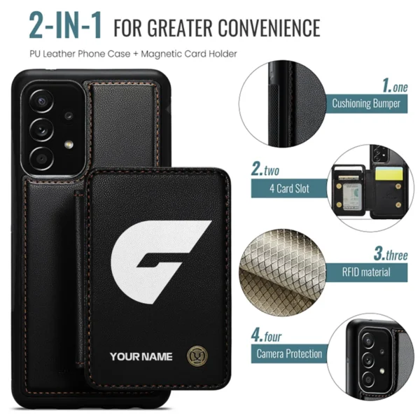 AFL GWS Giants Personalized Name - Leather Flip Wallet Phone Case HOAFL010725LPC02GWS - Black - Image 2