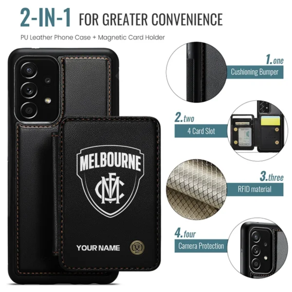 AFL Melbourne Demons Personalized Name - Leather Flip Wallet Phone Case HOAFL010725LPC02MELB - Black - Image 2
