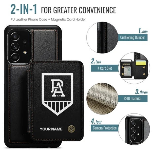 AFL Port Adelaide Power Personalized Name - Leather Flip Wallet Phone Case HOAFL010725LPC02PORT - Black - Image 2