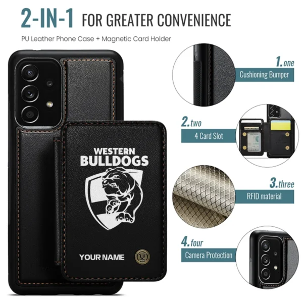 AFL Western Bulldogs Personalized Name - Leather Flip Wallet Phone Case HOAFL010725LPC02WB - Black - Image 2